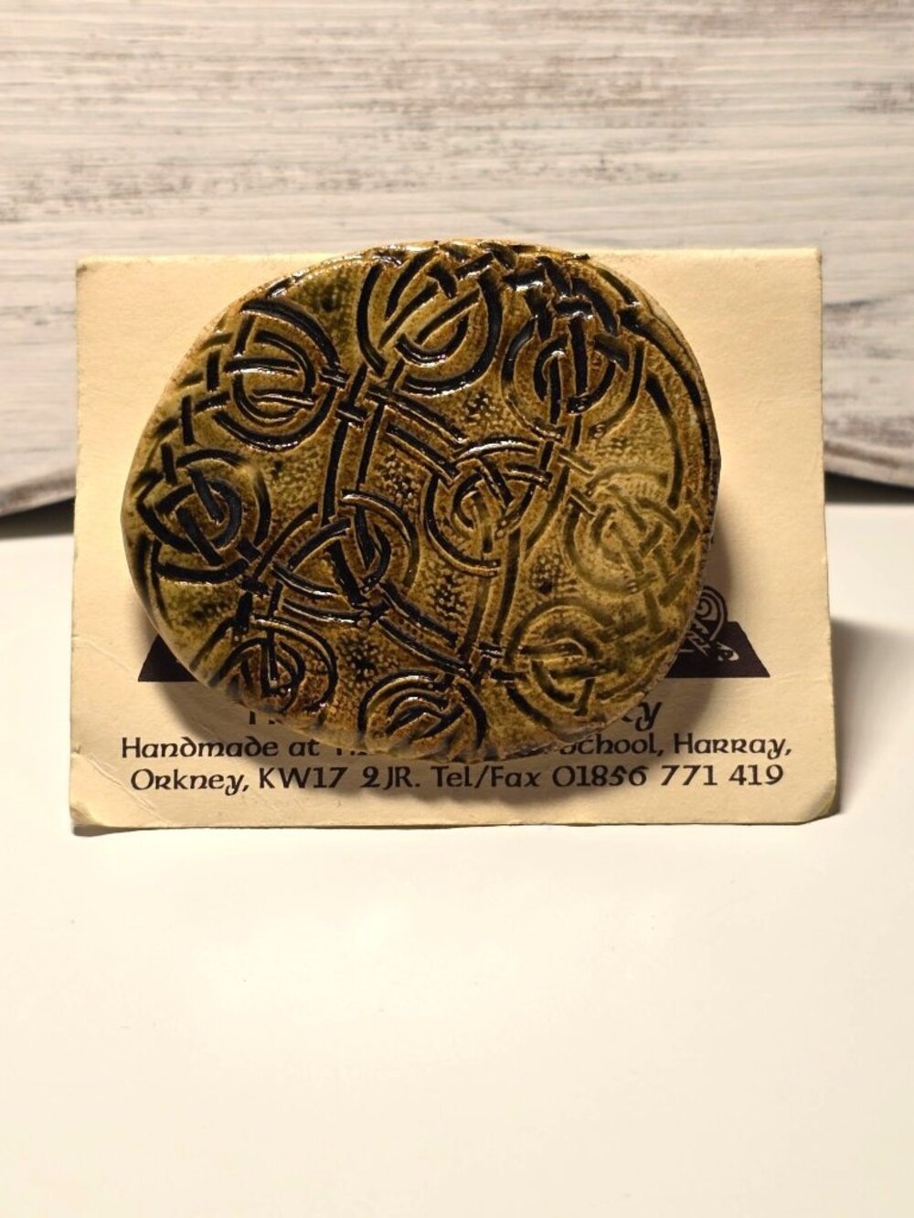 Vtg 90s Harry Potter Old Parish School Orkney Scotland Celtic Pottery Brooch